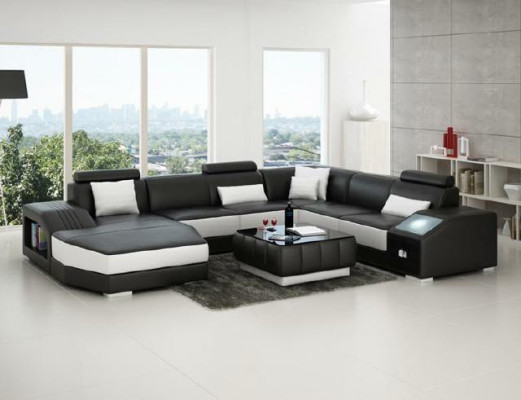 Wohnlandschaft Ecksofa Ledersofa Sofa Couch Polster Sitz Eck Garnitur Neu