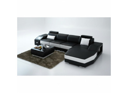 Wohnlandschaft Polster Ecke Eck Sofa Couch Garnitur Landschaft Leder Neu / 2724B