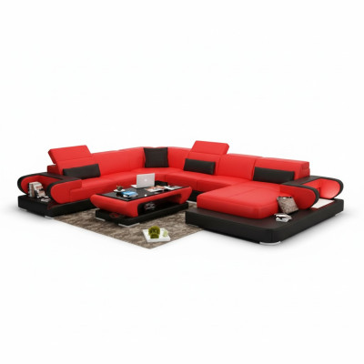Ledersofa Polster Sitz Couch Garnitur Ecksofa Sofa Couch Wohnlandschaft Detmold