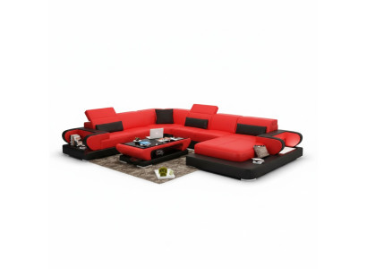 Ledersofa Polster Sitz Couch Garnitur Ecksofa Sofa Couch Wohnlandschaft Detmold