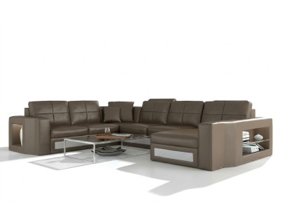 Ecksofa Ledersofa Big XXL U Form Wohnlandschaft Sofa Couch Garnitur Neu H2210