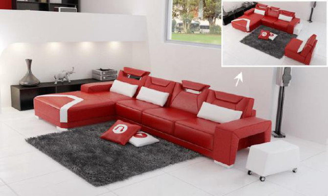 Wohnlandschaft Polster Ecke Eck Sofa Couch Garnitur Landschaft Leder PH739B Neu