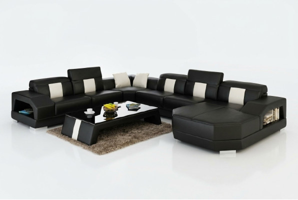 Wohnlandschaft Couch Polster Eck Garnitur Designer Ledersofa