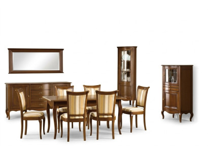 Klassiches Esszimmer Set Kommode Tisch Stühle Vitrine Wohnzimmer Set Italien Neu