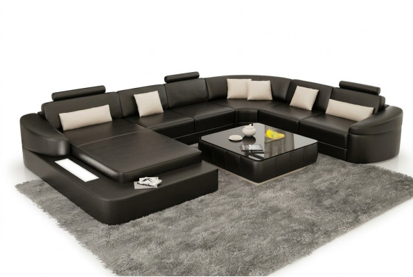 Wohnlandschaft Couch Polster Eck Garnitur Designer Ledersofa Big Sofa Kelcher