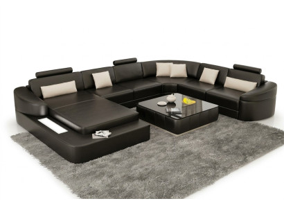 Wohnlandschaft Couch Polster Eck Garnitur Designer Ledersofa Big Sofa Kelcher
