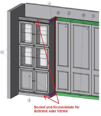  Elemente Sockelleiste Kronenleiste für die Vitrine Schrank Schranksystem BA-29 