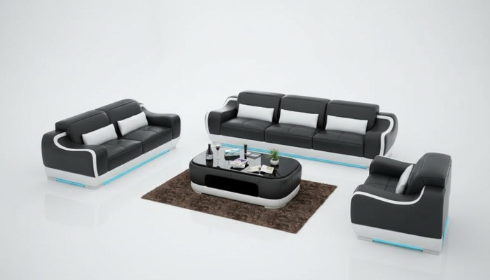 Ledersofa Couch Wohnlandschaft 3+2+1 Sitzer Garnitur Sofa Sofagarnitur G8025D