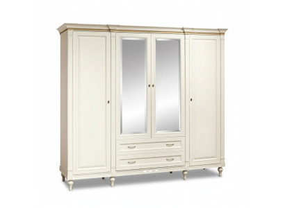 Klassischer Schrank Kleiderschrank Massiv Landhaus Großer Spiegelschrank FL-D4