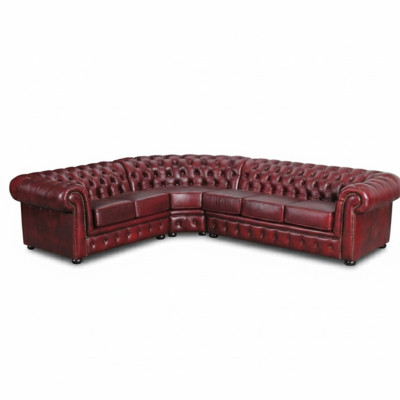 Ecksofa Sofa Couch Polster Eckgarnitur Eck Chesterfield 100% Leder Sofort