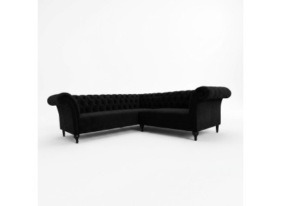 Schwarze Chesterfield Luxus L-Form Couch 