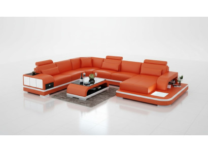 Ledersofa Couch Wohnlandschaft Ecksofa Eck Garnitur Design Modern