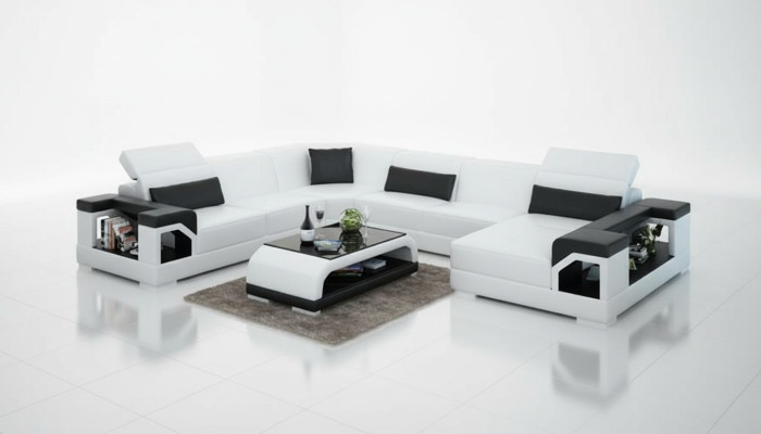 Ledersofa Couch Wohnlandschaft Ecksofa Eck Garnitur Design Modern Sofa G8014 Neu