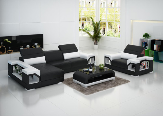 Ledersofa Couch Wohnlandschaft Ecksofa Sessel Set Garnitur Modern Sofa