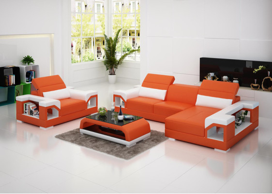 Ledersofa Couch Wohnlandschaft Ecksofa Sessel Set Garnitur Modern Sofa
