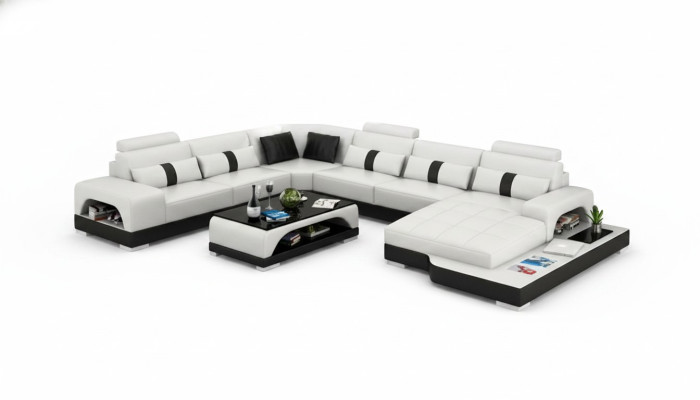 Ledersofa Couch Wohnlandschaft Eck Ecksofa Sofa Modern Design Garnitur