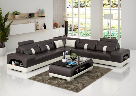 Ecksofa Sofa Couch Polster Garnitur Design Textil Leder Wohnlandschaft