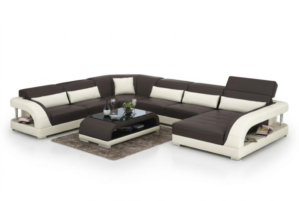 Ledersofa Couch Wohnlandschaft Ecksofa Eck Garnitur Design Modern Sofa
