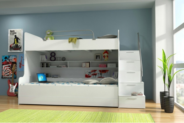 Doppelstockbett Etagenbett Bett Kinderbett Jugendbett Hochbett Neu Weiß/Weiß