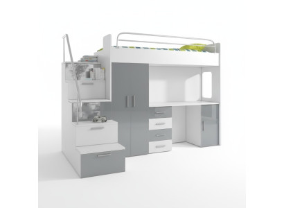 Jugendbett Komplett Schlafzimmer Design Kinder Bett Betten Schrank Tisch GRAU