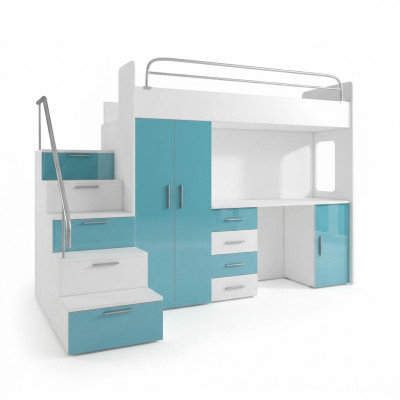Doppelstockbett Etagenbett Doppelbett Jugend Bett Betten mit Schrank Tisch Neu
