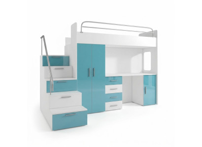 Doppelstockbett Etagenbett Doppelbett Jugend Bett Betten mit Schrank Tisch Neu
