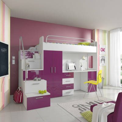 Doppelstockbett Etagenbett Doppelbett Jugend Bett Betten mit Schrank Tisch RAJ4