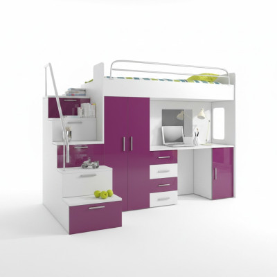 Doppelstockbett Etagenbett Doppelbett Jugend Bett Betten mit Schrank Tisch RAJ4