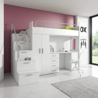 Doppelstockbett Etagenbett Doppelbett Jugend Bett Betten mit Schrank Tisch RAJ4w