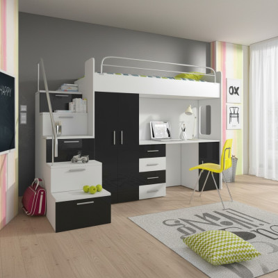 Doppelstockbett Etagenbett Doppelbett Jugend Bett Betten mit Schrank Tisch Neu!