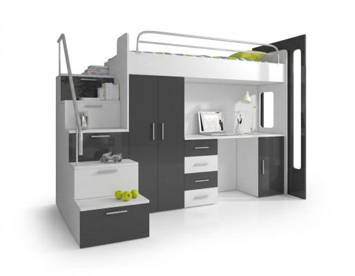 Doppelstockbett Etagenbett Doppelbett Jugend Bett Betten mit Schrank Tisch Neu!