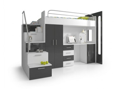 Doppelstockbett Etagenbett Doppelbett Jugend Bett Betten mit Schrank Tisch Neu!