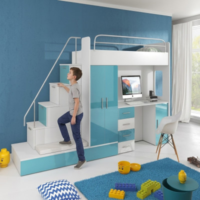 Doppelstockbett Etagenbett Bett Kleiderschrank Jugendzimmer Schrank Schreibtisch