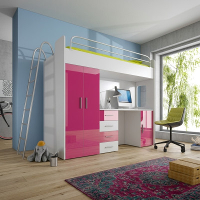 Exquisites Etagenbett + Schreibtisch + Kleiderschrank moderner Stil für Ihr Baby aus Holz