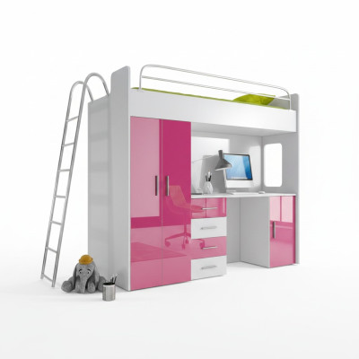 Exquisites Etagenbett + Schreibtisch + Kleiderschrank moderner Stil für Ihr Baby aus Holz