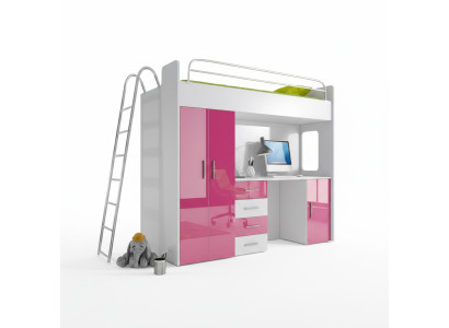 Exquisites Etagenbett + Schreibtisch + Kleiderschrank moderner Stil für Ihr Baby aus Holz