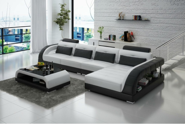 Ledersofa Couch Wohnlandschaft Eck Modern Ecksofa Design Sofa Garnitur