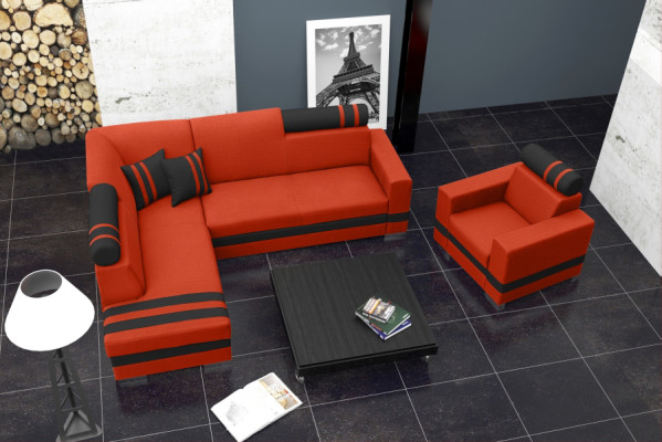 Sofa Schlafsofa Designer Sofa mit Bettfunktion + Bettkasten Ecksofa Couch NEU