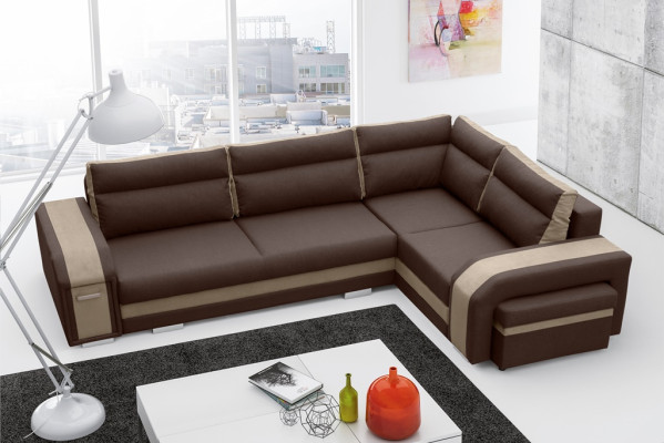 Sofa Schlafsofa Designer Sofa mit Bettfunktion + Bettkasten Ecksofa Couch (Neu)