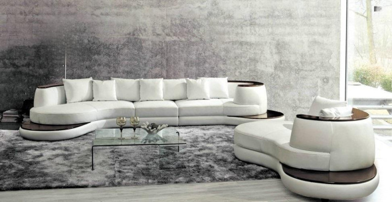 Rundsofa Designer Ecksofa Sofa Couch Polster Leder Garnitur Wohnlandschaft Royal