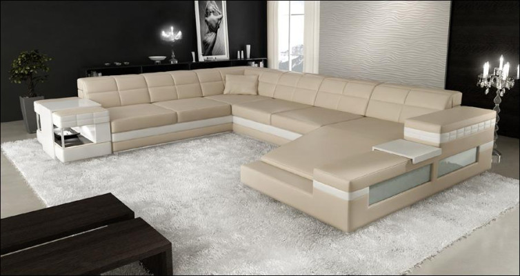 Ledersofa Sofa Couch Polster Ecke Wohnlandschaft Ecksofa Design Leder PH3006 Neu