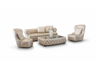 Designer Couch Polster Garnitur Set 3+1+1 Sitzer Chesterfield Sofas Komplett B2