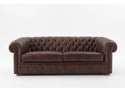 Chesterfield Sofa Polster Couch 3 Sitzer Schlafsofa + Bettfunktion Leder Sofas