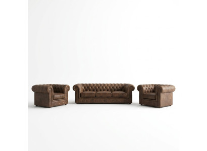 Sofagarnitur Polster Couch Sofa Klassik Chesterfield 3 Sitzer Set Neu NAPOLI V
