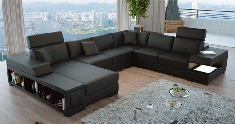Schneeweißes Designer-Ecksofa in U-Form für luxuriöses Wohnambiente