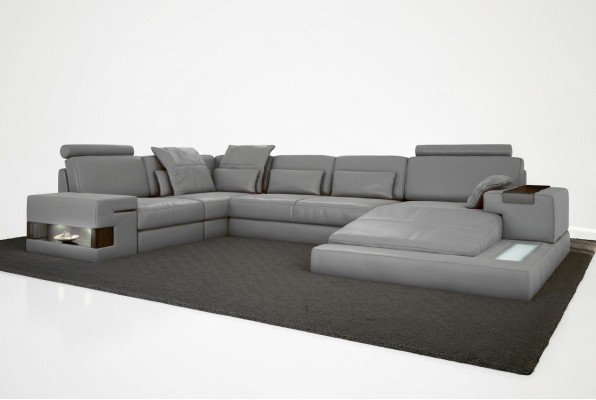 Leder Design Sofa Couch Polster Ecksofa Garnitur Wohnlandschaft Ecksofa XXL ECKE
