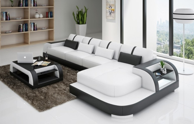 Ecksofa Sofa Couch Polster Wohnlandschaft Polsterecke Designsofa Ledersofa LubyB