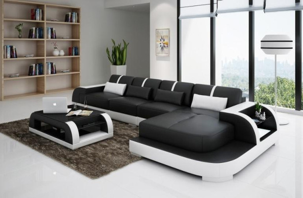 Ecksofa Sofa Couch Polster Wohnlandschaft Polsterecke Designsofa Ledersofa LubyB