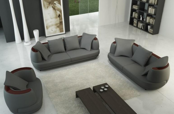 Sofagarnitur Royal Luxus Designer Couch Polster 3+2+1 Leder Sofa Sitz BeigeA