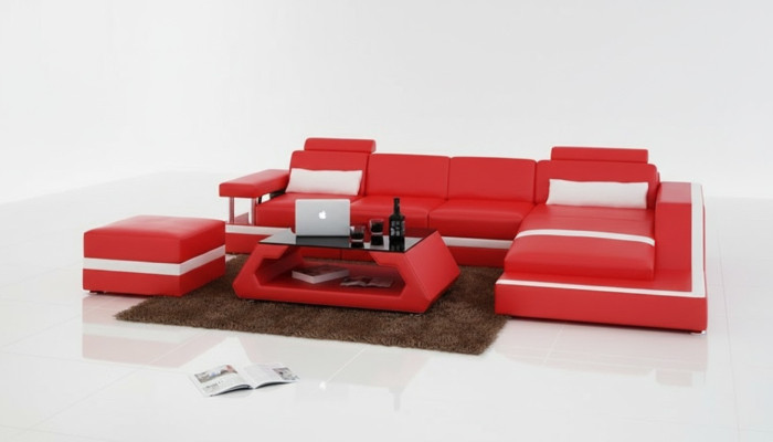 Ledersofa Couch Wohnlandschaft Modern Eck Dekor Ecksofa Design Garnitur